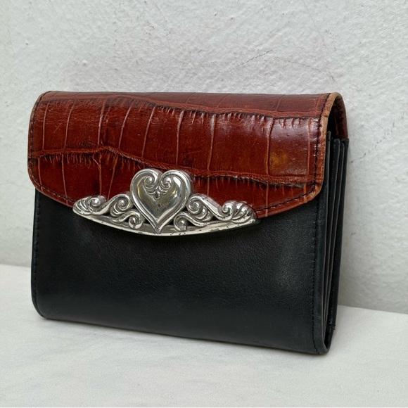 BRIGHTON Vintage ‘96 Crocodile Embossed Leather Wallet Crossbody Removable Strap - Picture 11 of 15
